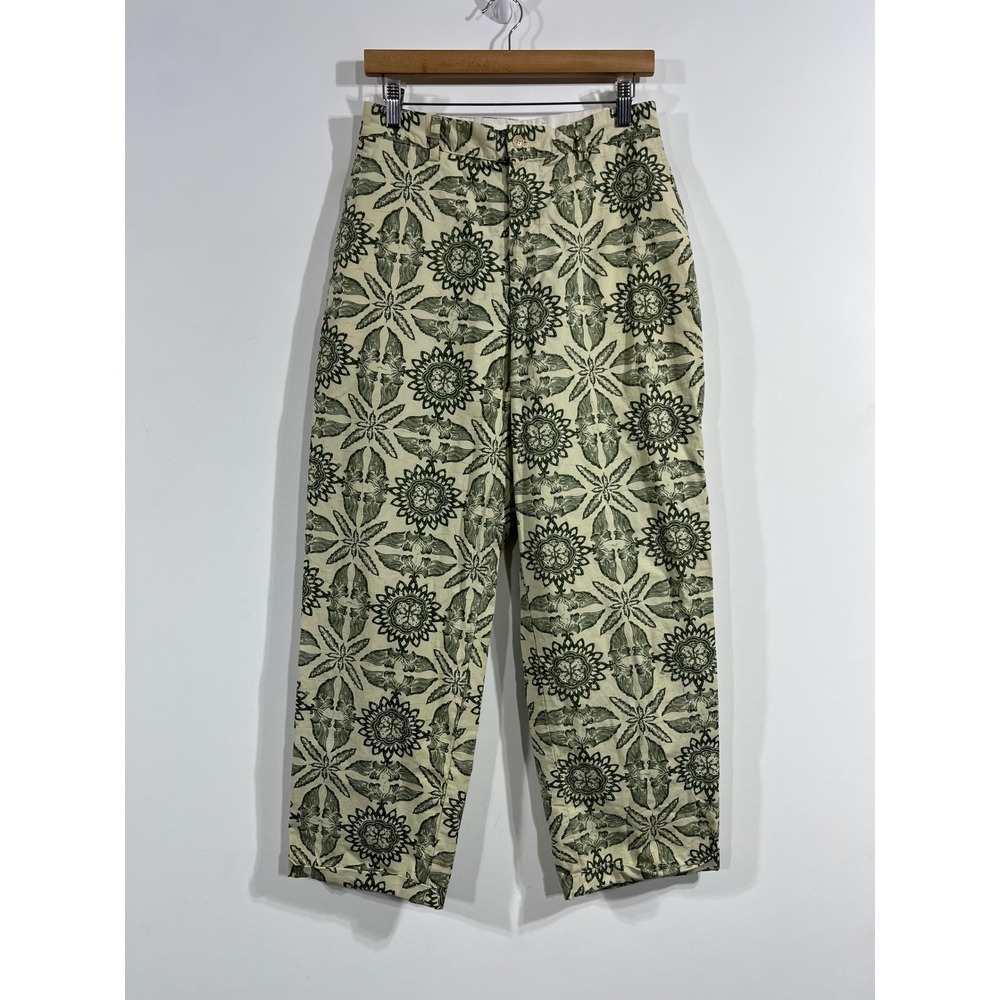 J.Crew Resort Boho Poolside Pant Floral Block Print Cotton Straight Leg 29 90s